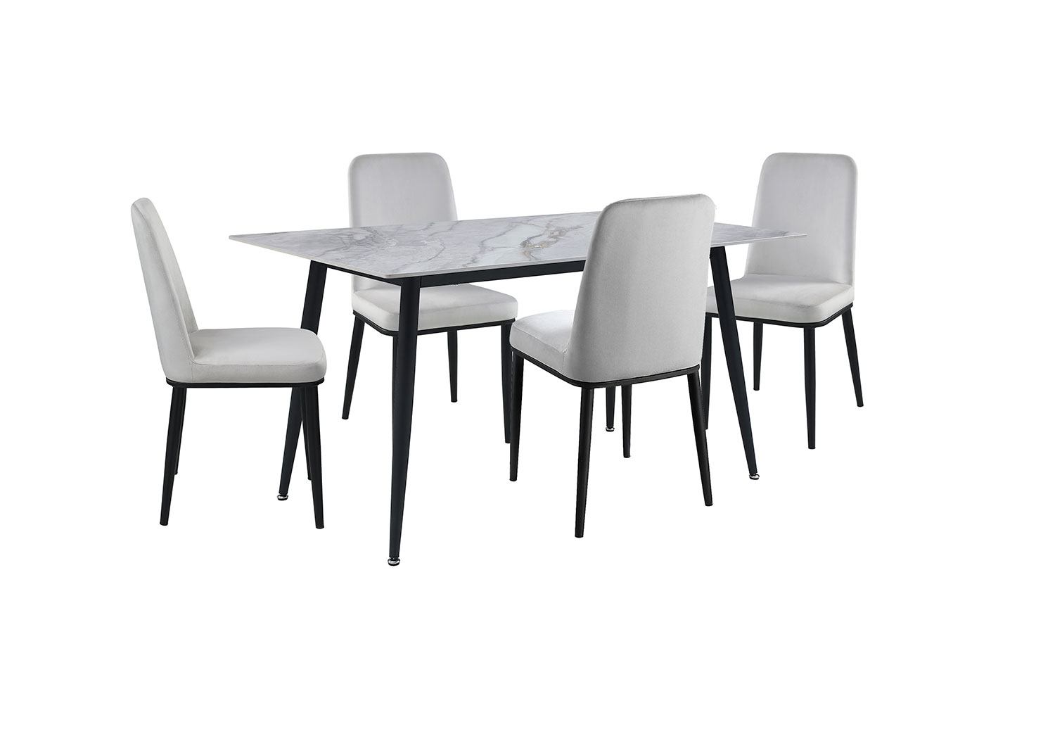 Emberly Sintered Stone Dining Table - Grey, Black
