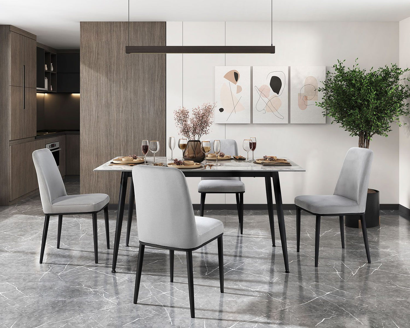 Emberly 5-Piece Sintered Dining Set - Beige, Black