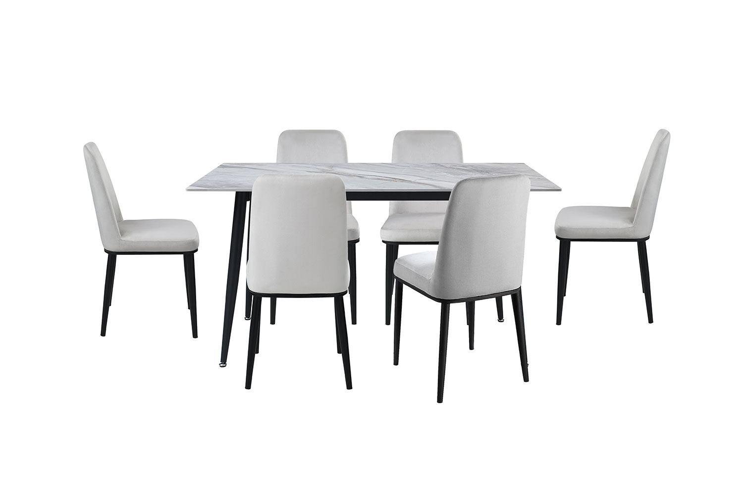 Emberly 7-Piece Sintered Dining Set - Beige, Black