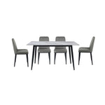 Emberly 5-Piece Sintered Stone Dining Set - Grey, Black