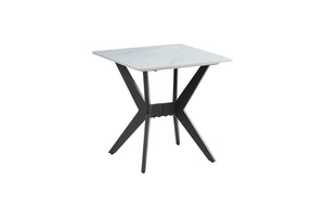 Kalani 21.75" End Table - White Sintered Stone & Black Metal