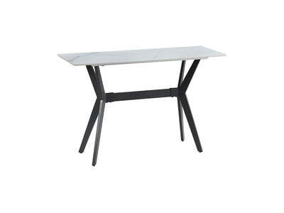 Kalani 47" Sofa Table - White Sintered Stone & Black Metal