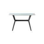 Kalani 47" Sofa Table - White Sintered Stone & Black Metal