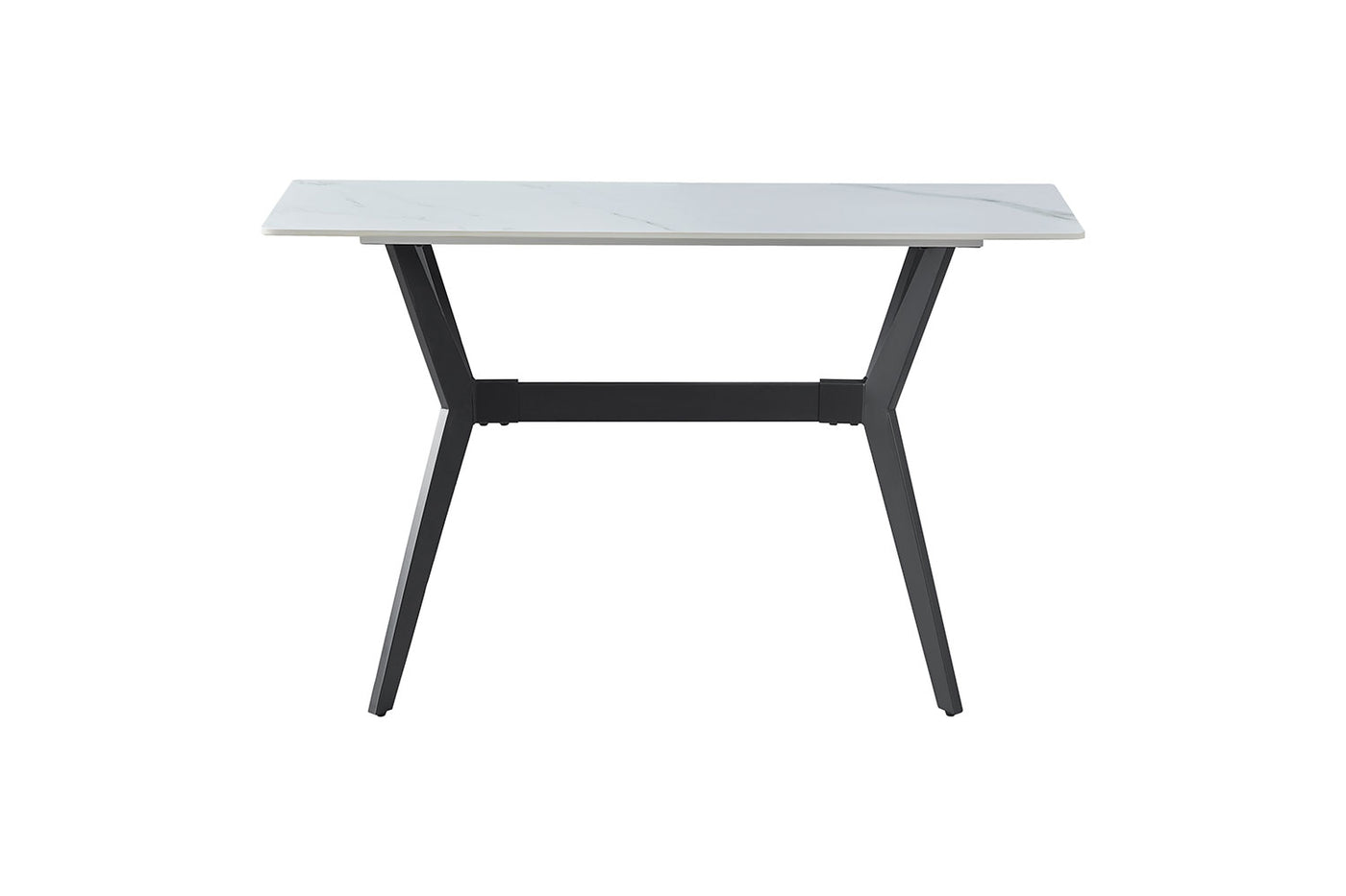 Kalani 47" Sofa Table - White Sintered Stone & Black Metal