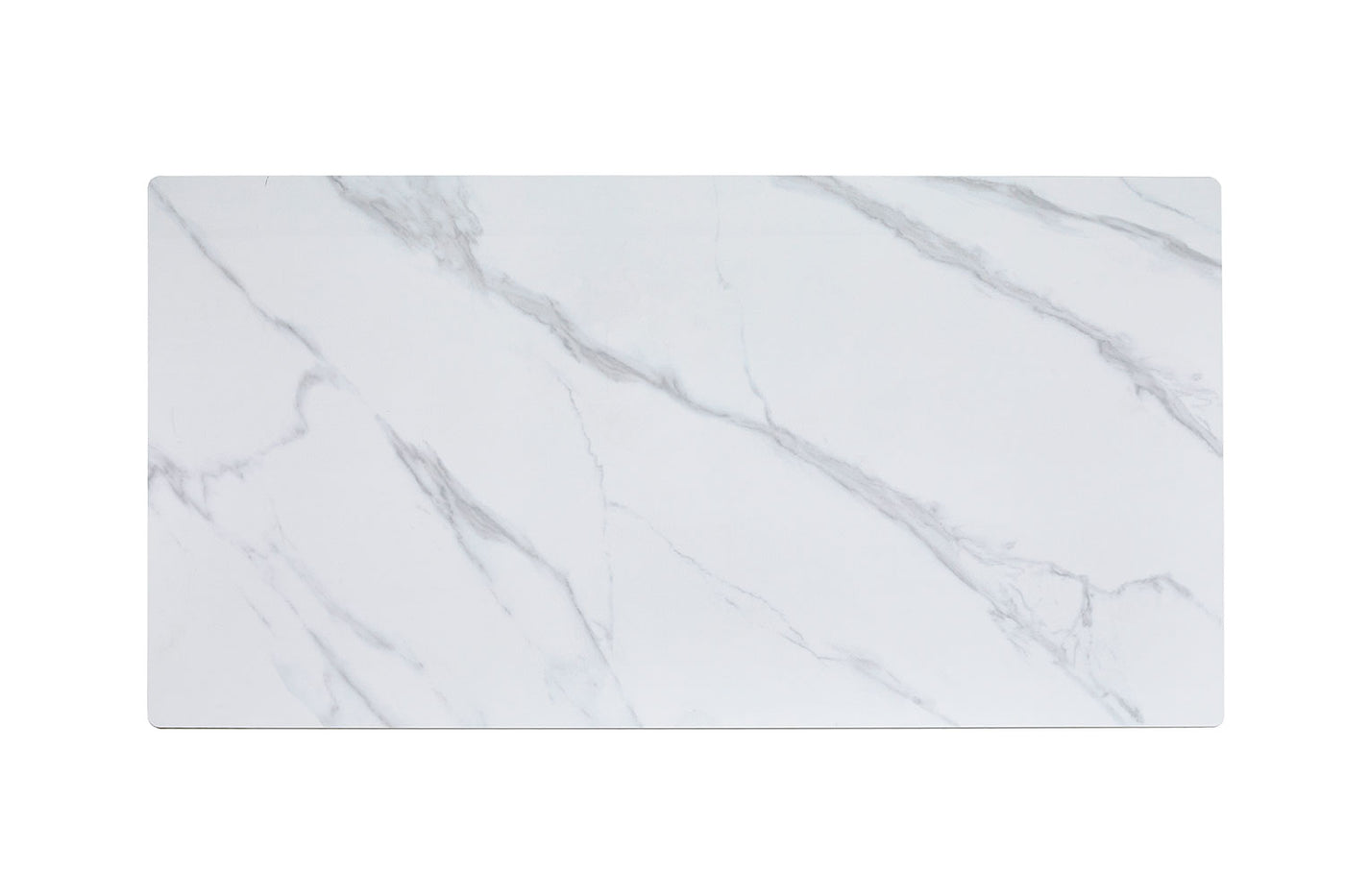Kalani 47" Sofa Table - White Sintered Stone & Black Metal