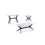 Kalani 47" Sofa Table - White Sintered Stone & Black Metal