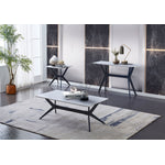 Kalani 47" Sofa Table - White Sintered Stone & Black Metal
