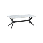Kalani 47" Coffee Table - White Sintered Stone & Black Metal