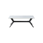 Kalani 47" Coffee Table - White Sintered Stone & Black Metal