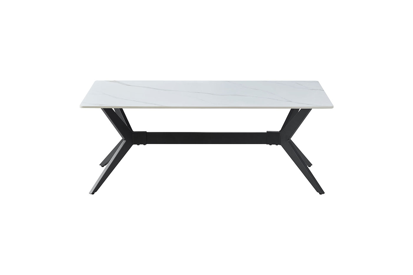 Kalani 47" Coffee Table - White Sintered Stone & Black Metal