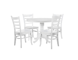Snow 5-Piece Round Dining Set - White