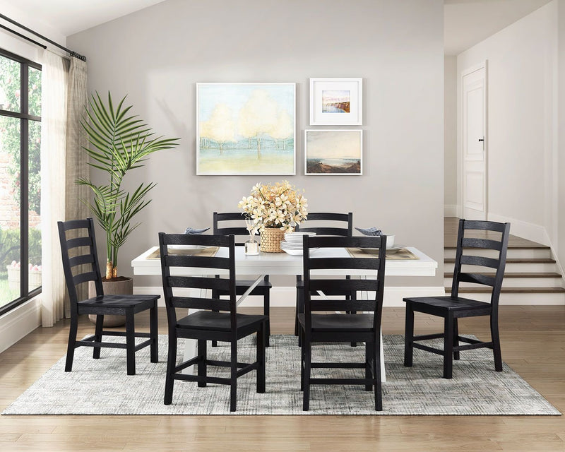 Vivid 7Piece Dining Set White, Black Leon's