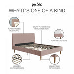 Daphne Upholstered Queen Bed - Blush Velvet