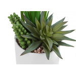 7" Succulent Plant with 3" White Pot - Green - Set of Two