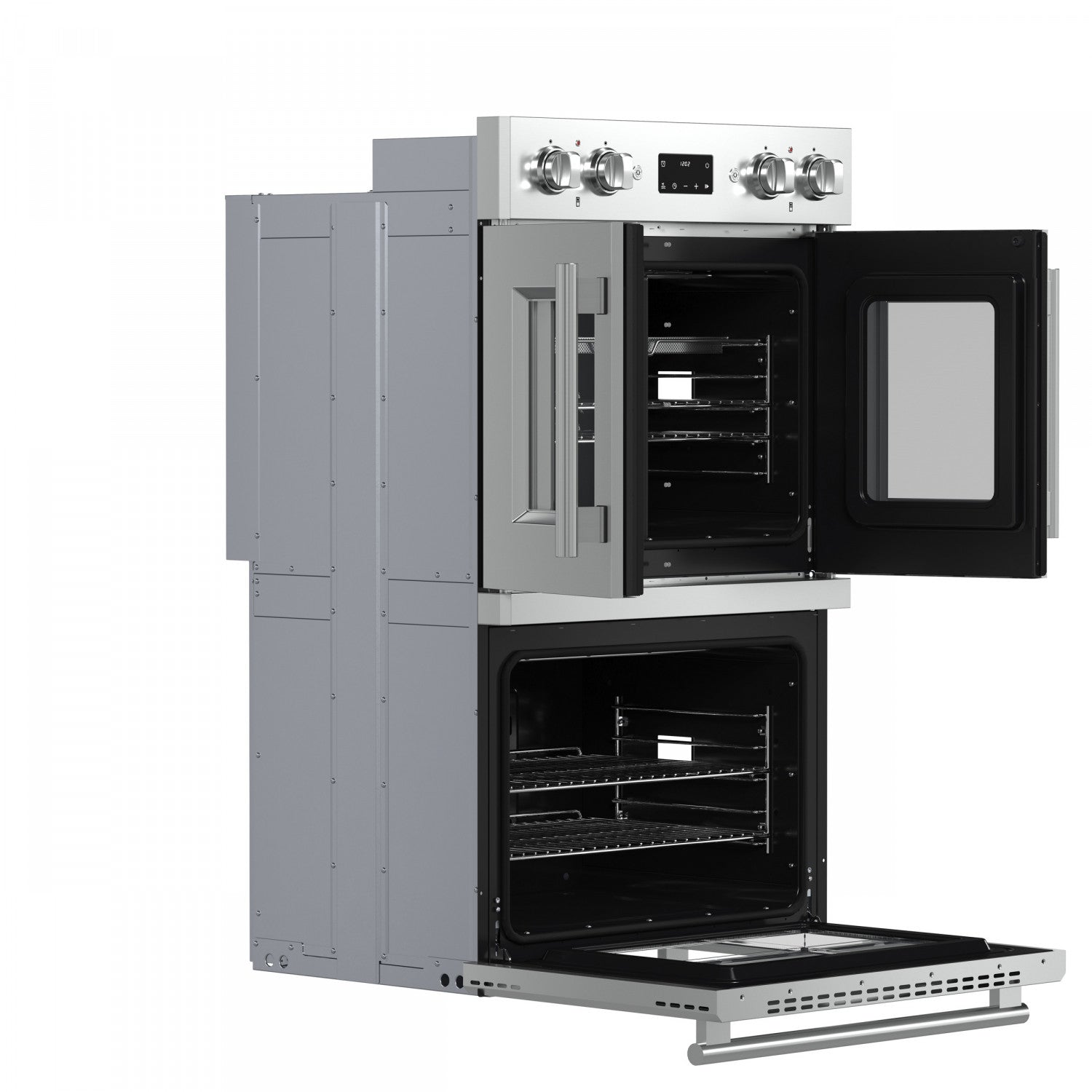 Forno Asti Stainless Steel 30" French Door Double Wall Oven With Dual True Convection And Air Fry (7.36 Cu. Ft.) - FBOEL1340-30