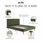 Daphne Upholstered Full Bed - Olive Green Velvet