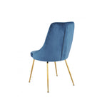 Peacock Velvet Dining Chair - Blue/Gold- Set of Two