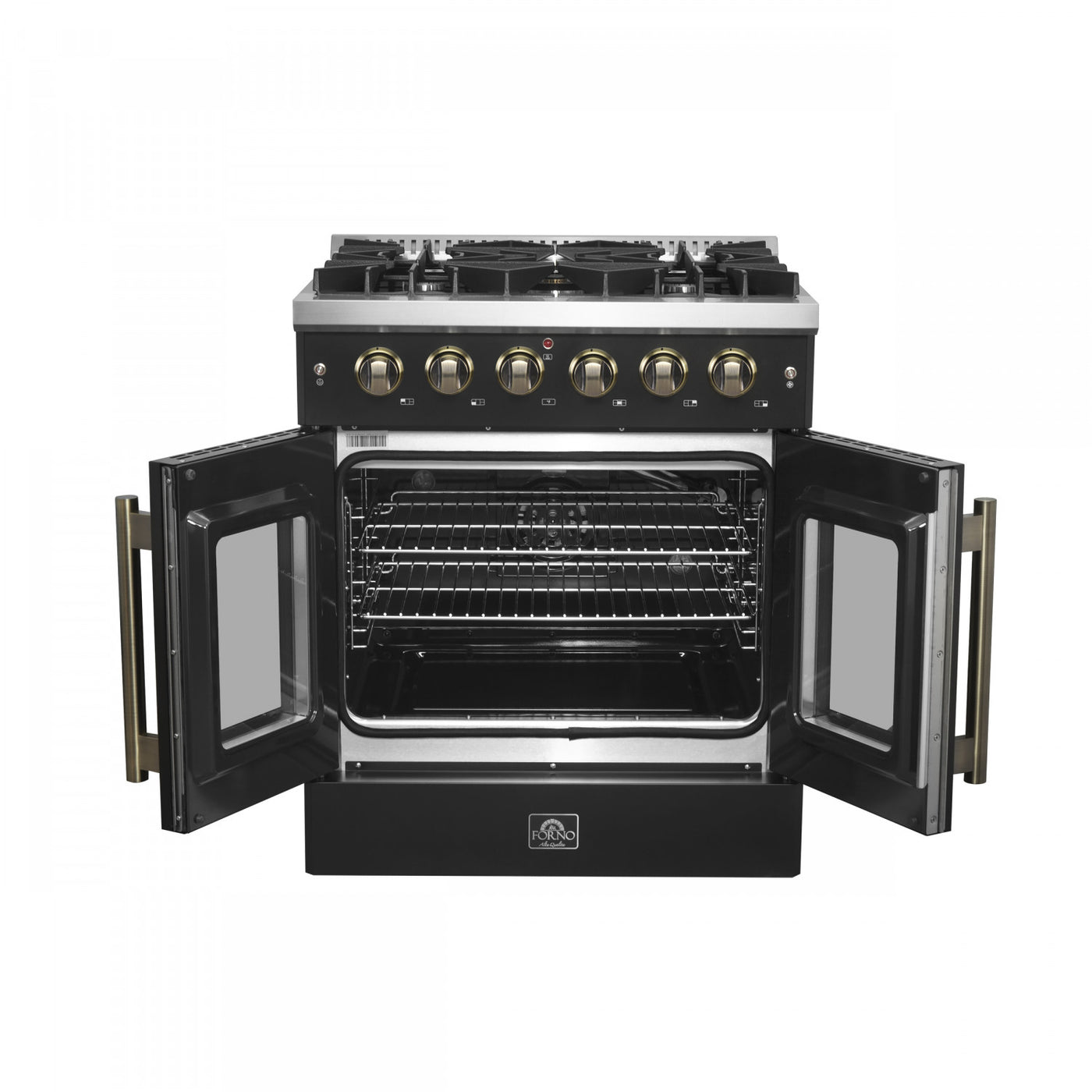Forno Galiano 30" Black French Door Freestanding Gas Range (4.32 Cu. Ft.) - FFSGS6444-30BLK