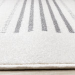 Claremont Sleek Modern Lines Area Rug - White Grey - 7' X 10'