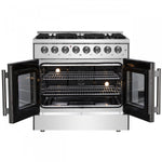 Forno Galiano 36" Stainless Steel French Door Dual Fuel Range with True Convection (5.36 Cu. Ft.) - FFSGS6356-36