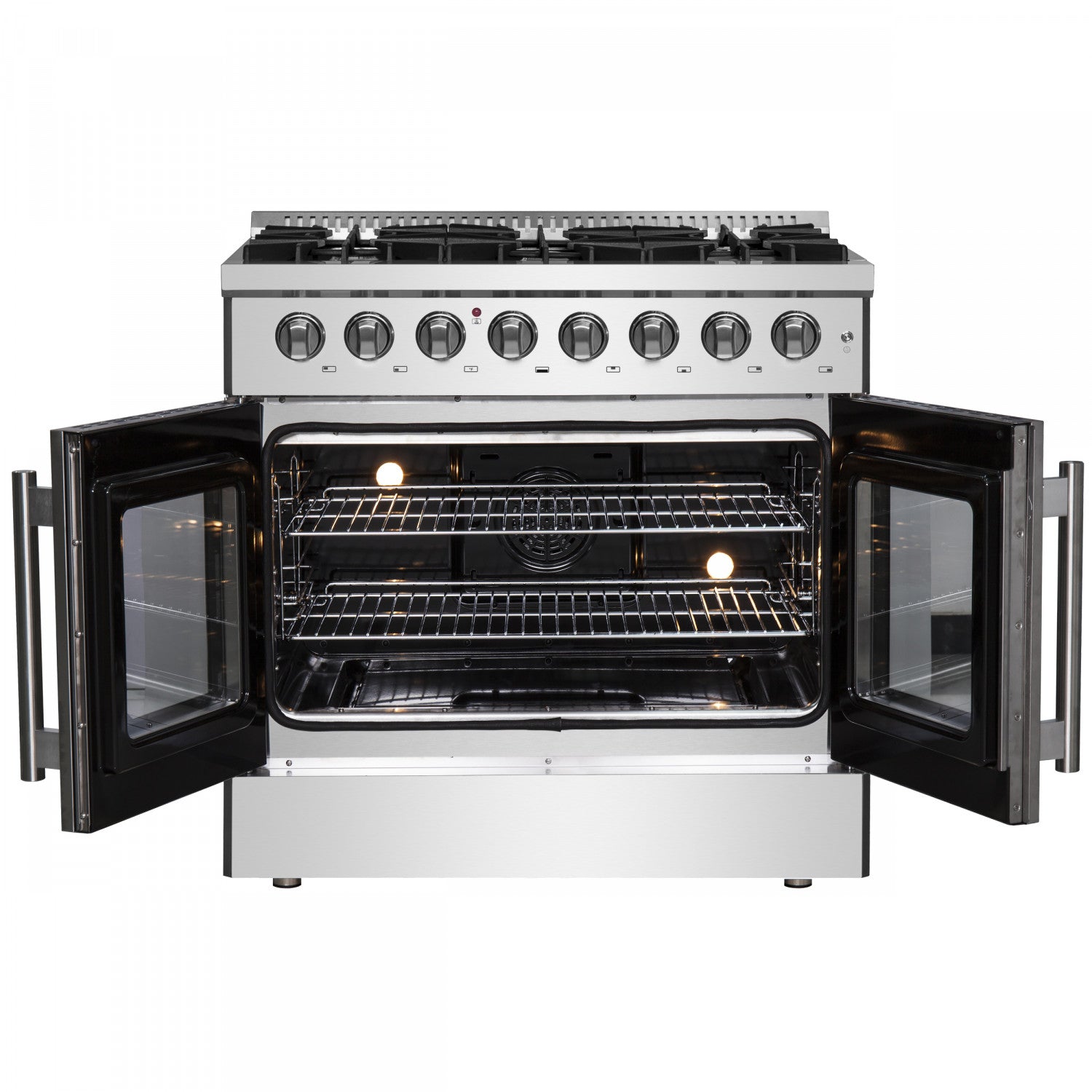 Forno Galiano 36" Stainless Steel French Door Dual Fuel Range with True Convection (5.36 Cu. Ft.) - FFSGS6356-36