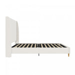 Tess Upholstered Wingback Queen Bed - Ivory Linen