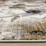 Sterling Contemporary Floral Area Rug - Cream Green Rust - 5' X 8'