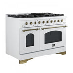 Forno Antico 48" White Freestanding Dual Fuel Double Oven Range (5.5 Cu. Ft.) - FFSGS6113-48WHT