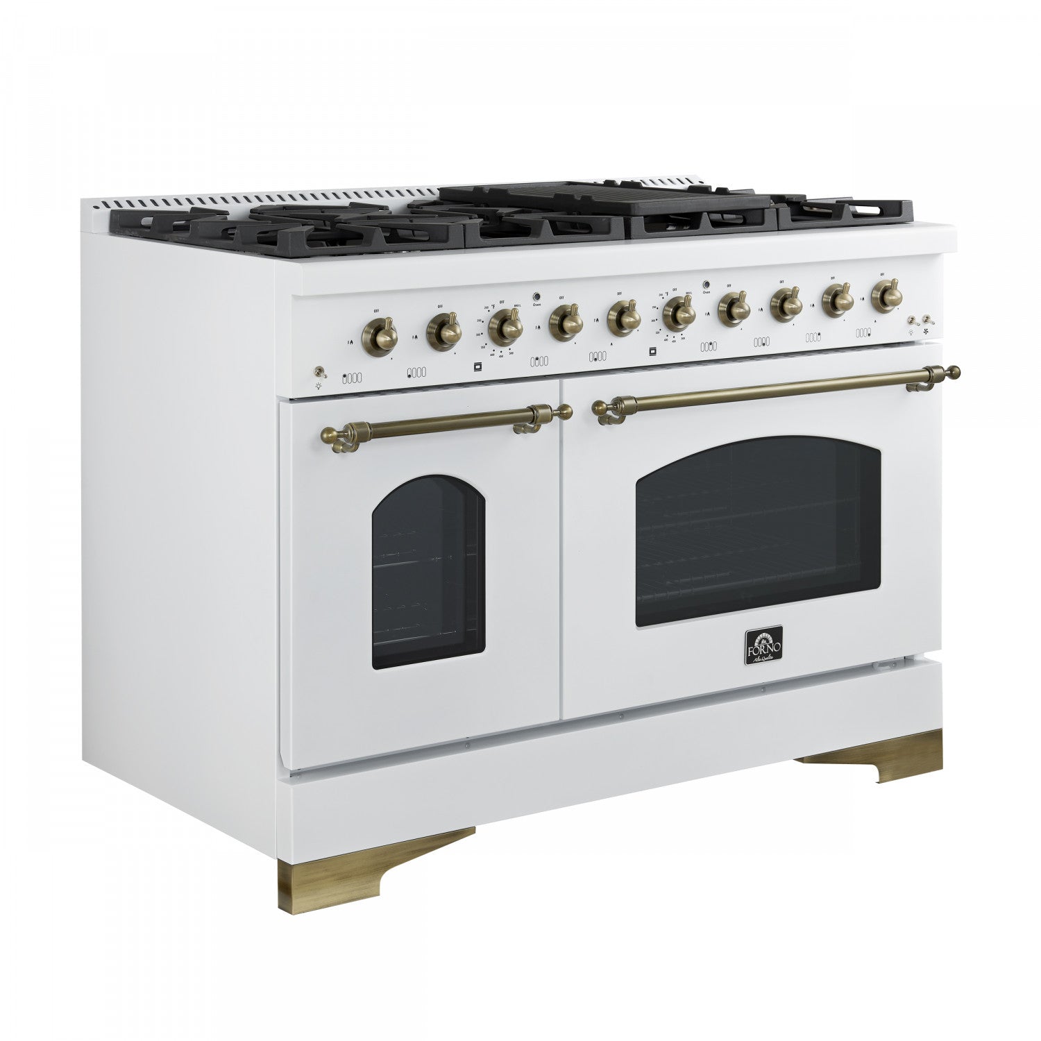 Forno Antico 48" White Freestanding Dual Fuel Double Oven Range (5.5 Cu. Ft.) - FFSGS6113-48WHT