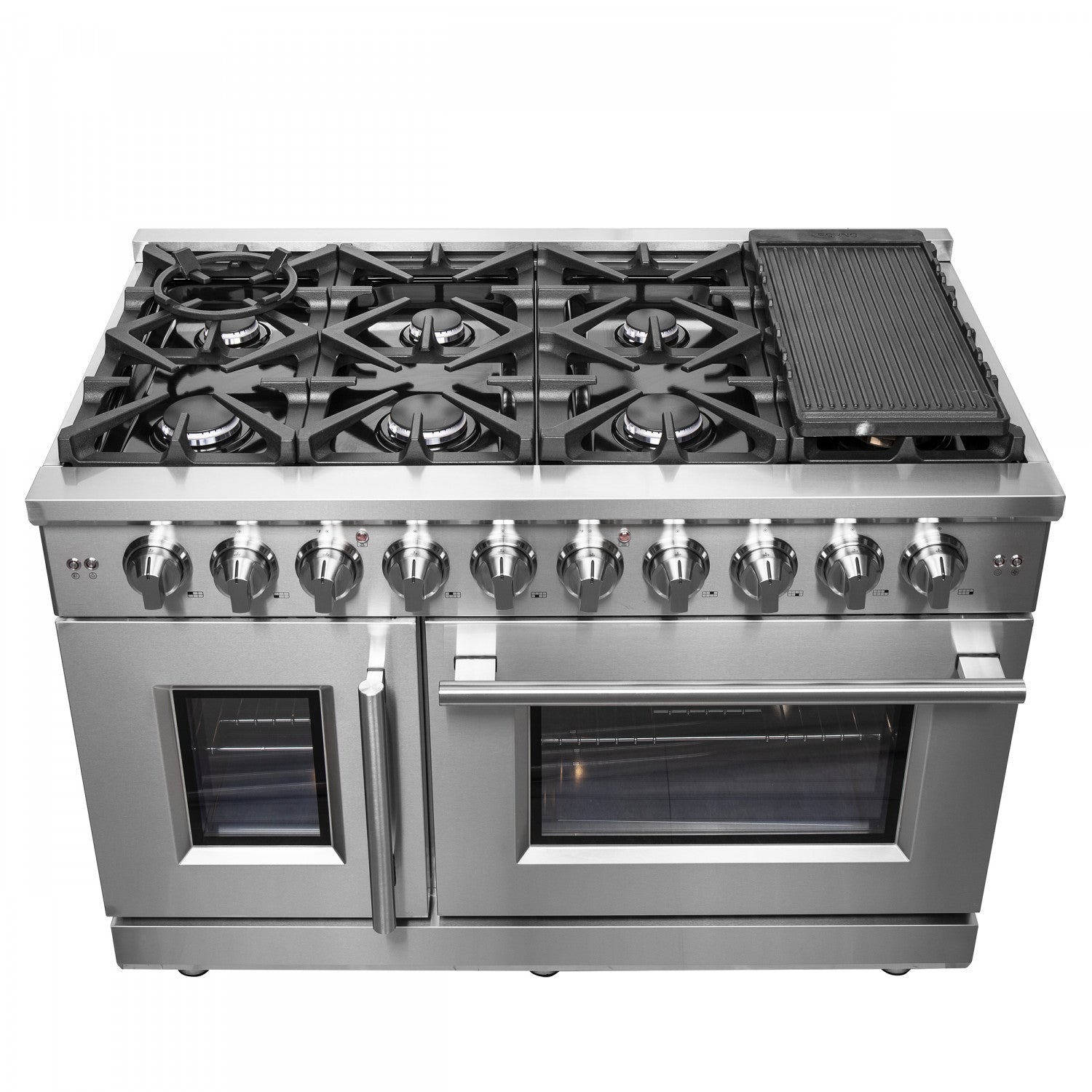 Forno Massimo 48" Stainless Steel Freestanding Double Oven Gas Range (6.58 Cu. Ft.) - FFSGS6439-48