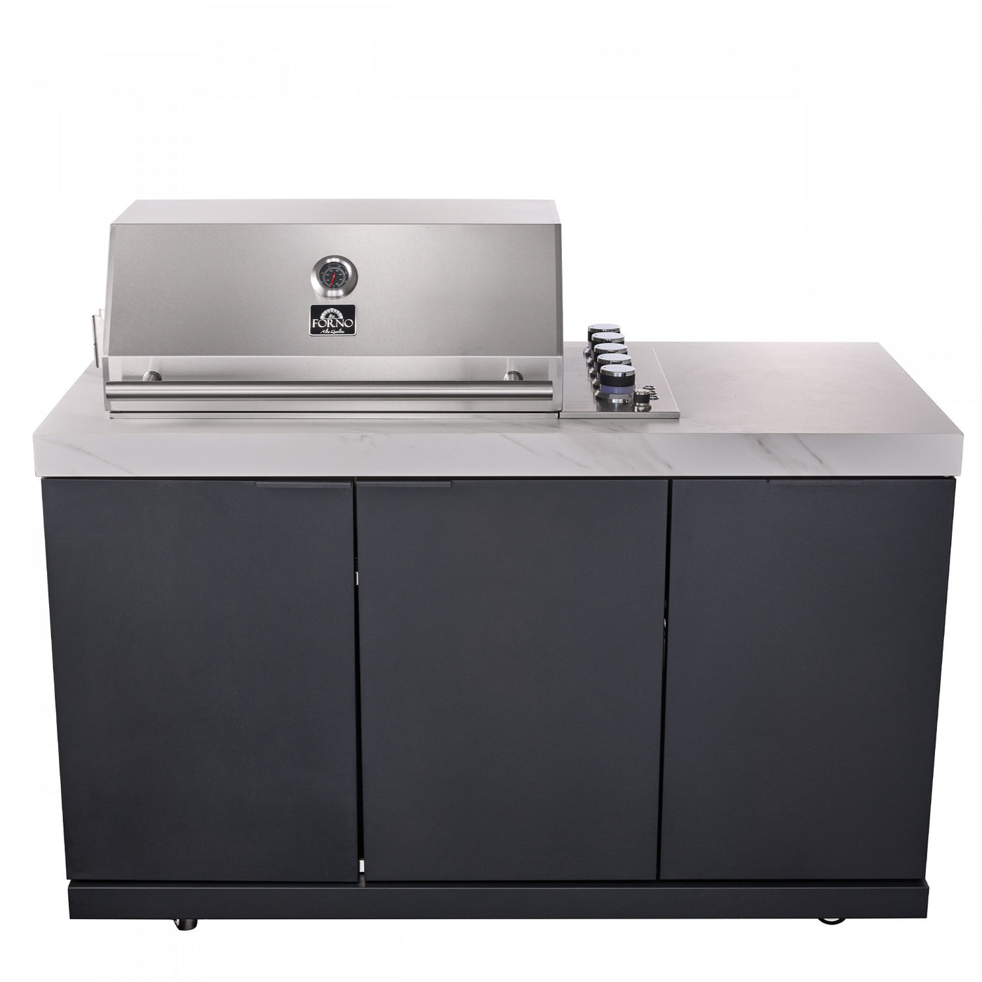Forno Rimini White Countertop Outdoor Kitchen with 30" 62,600 BTU BBQ and 2 Beverage Centres (4.8 Cu. Ft.) - FODKT2575WHT
