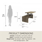 Winston Lift-Top Coffee Table - Rustic Oak