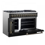 Forno Galiano 48" Black French Door Freestanding Dual Fuel Double Oven Range (6.58 Cu. Ft.) - FFSGS6356-48BLK