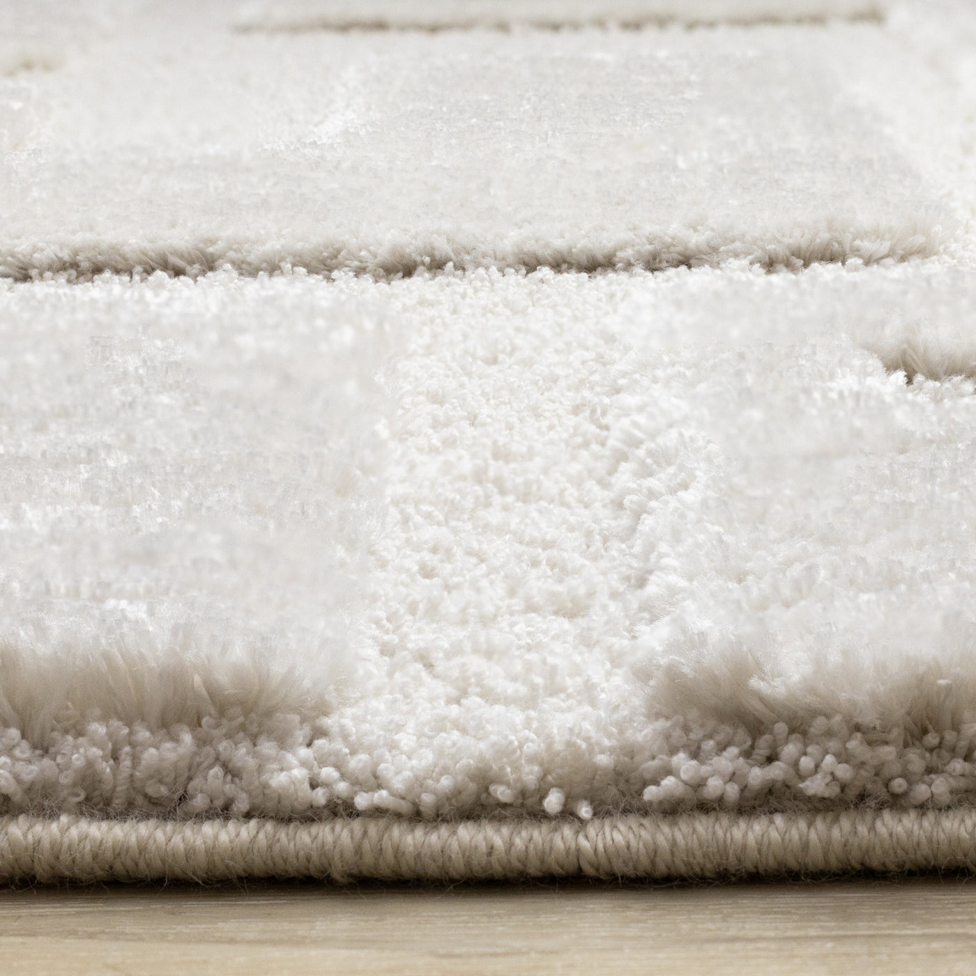 Luxury Plush Textured Shapes Area Rug - Cream - 5' X 8'