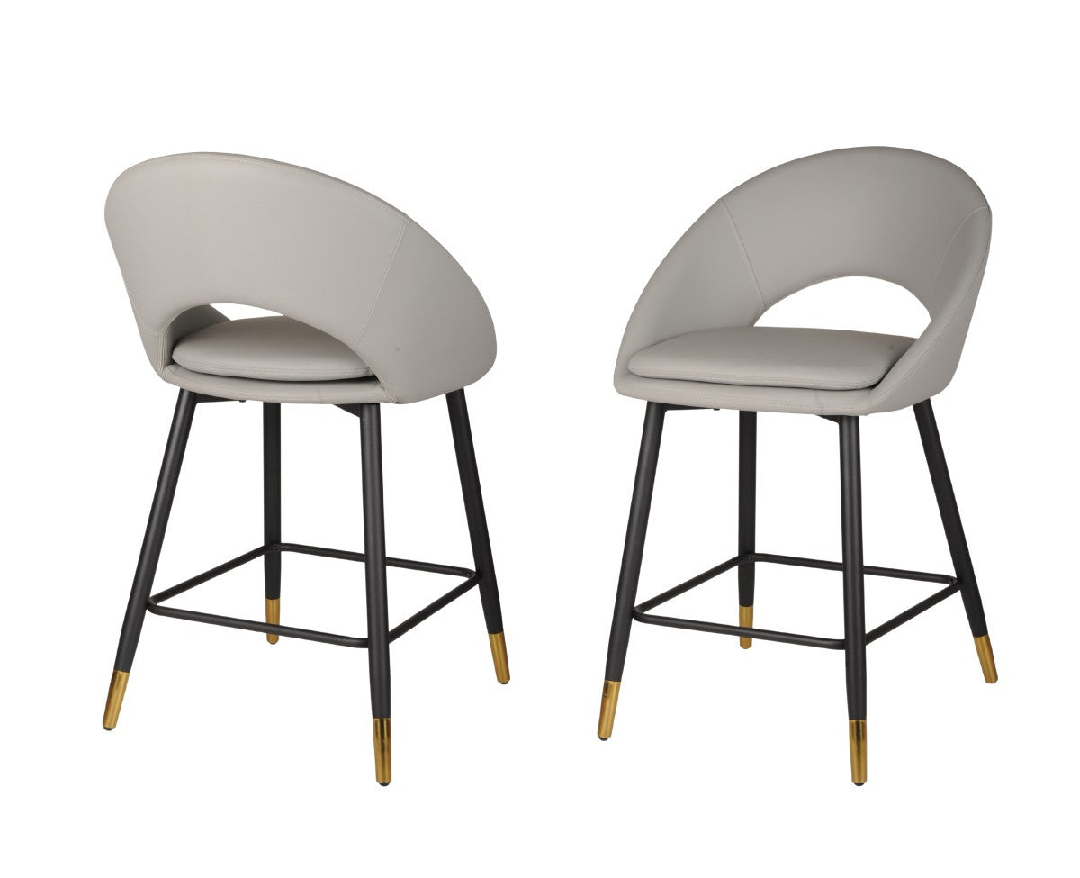 Mila Counter Stool - Grey/Black - Set of Two