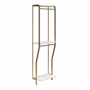 Gwyneth Closet with Hanging Rods - White Faux Marble/Golden Bronze