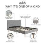 Daphne Upholstered Queen Bed - Light Gray Velvet