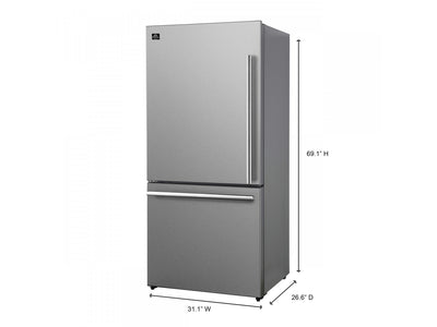 Forno Milano 31" Stainless Steel Bottom Freezer Refrigerator With Left Swing Door (17.2 Cu. Ft.) - FFFFD1786-31S
