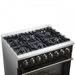 Forno Galiano 36" Black Dual Fuel Range (5.36 Cu. Ft.) - FFSGS6156-36BLK