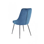 Peacock Velvet Dining Chair - Blue/Black - Set of Two