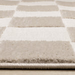 Logan Modern Checkered Area Rug - Beige Cream - 8' X 11'