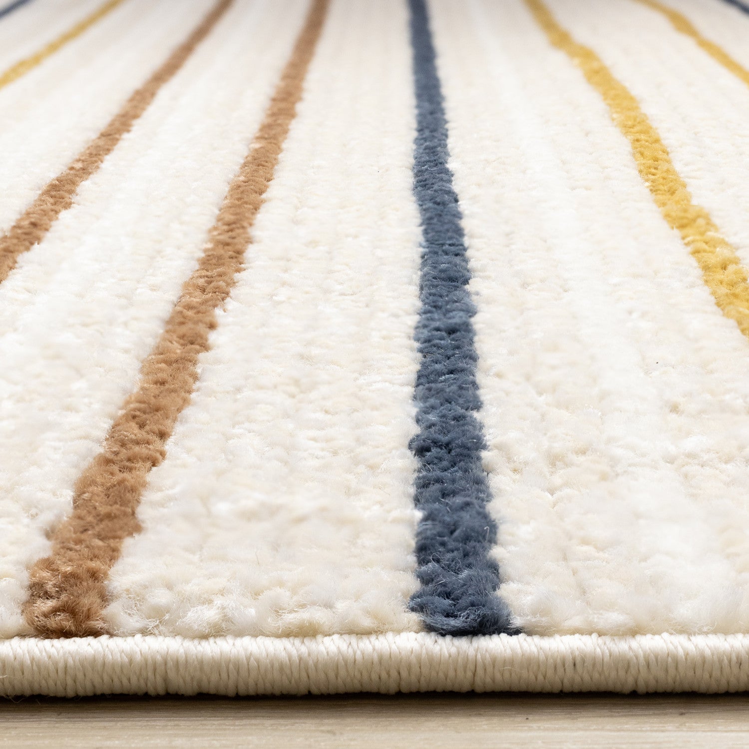 Nora Casual Contemporary Striped Area Rug - 8' X 11' - Cream/Blue/Yellow