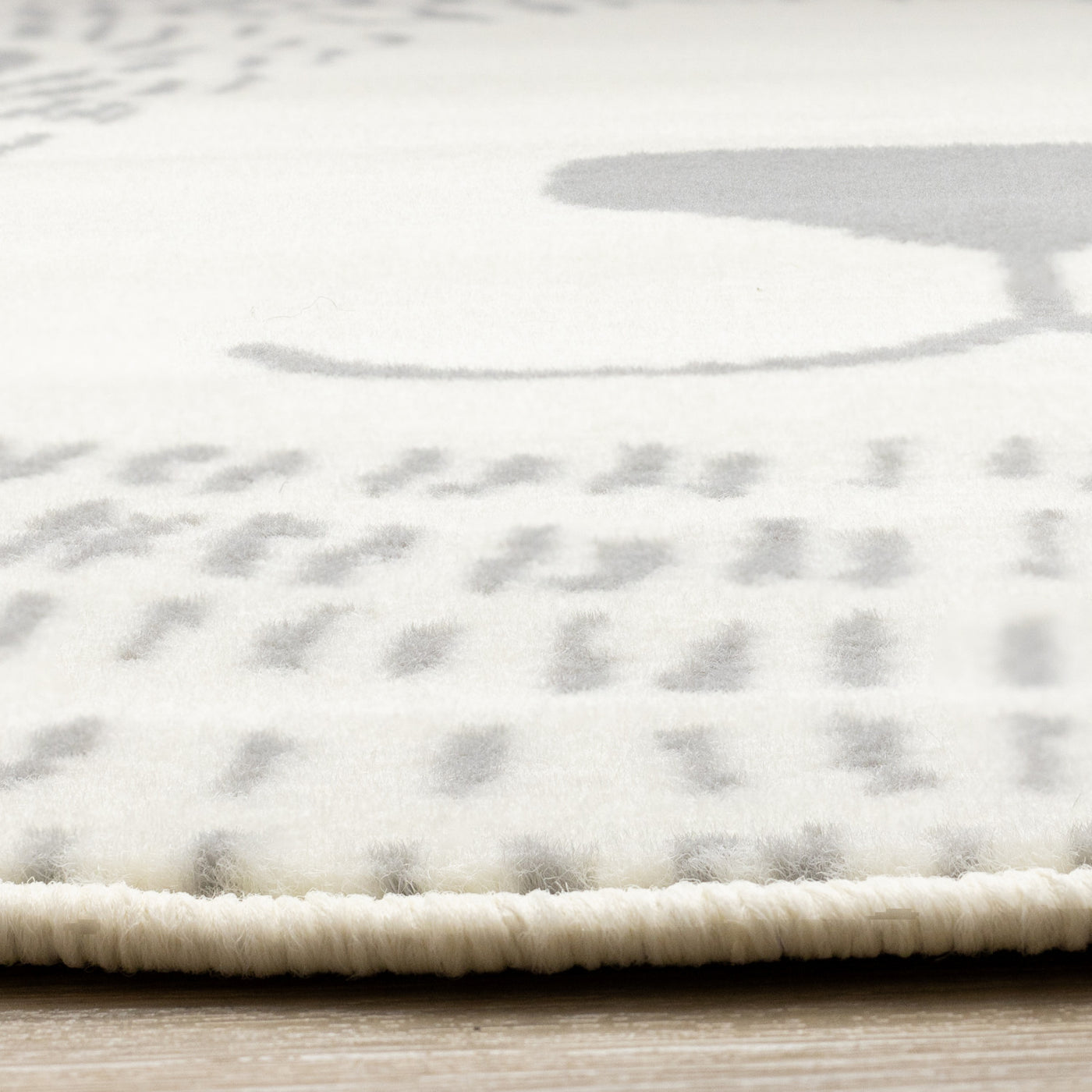 Kids Teddy Bear Area Rug - Cream Grey - 5' X 5' Round