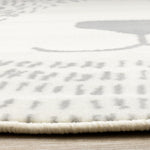 Kids Teddy Bear Area Rug - Cream Grey - 5' X 5' Round