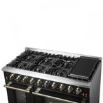 Forno Galiano 48" Black Freestanding Double Oven Gas Range (6.58 Cu. Ft.) - FFSGS6244-48BLK