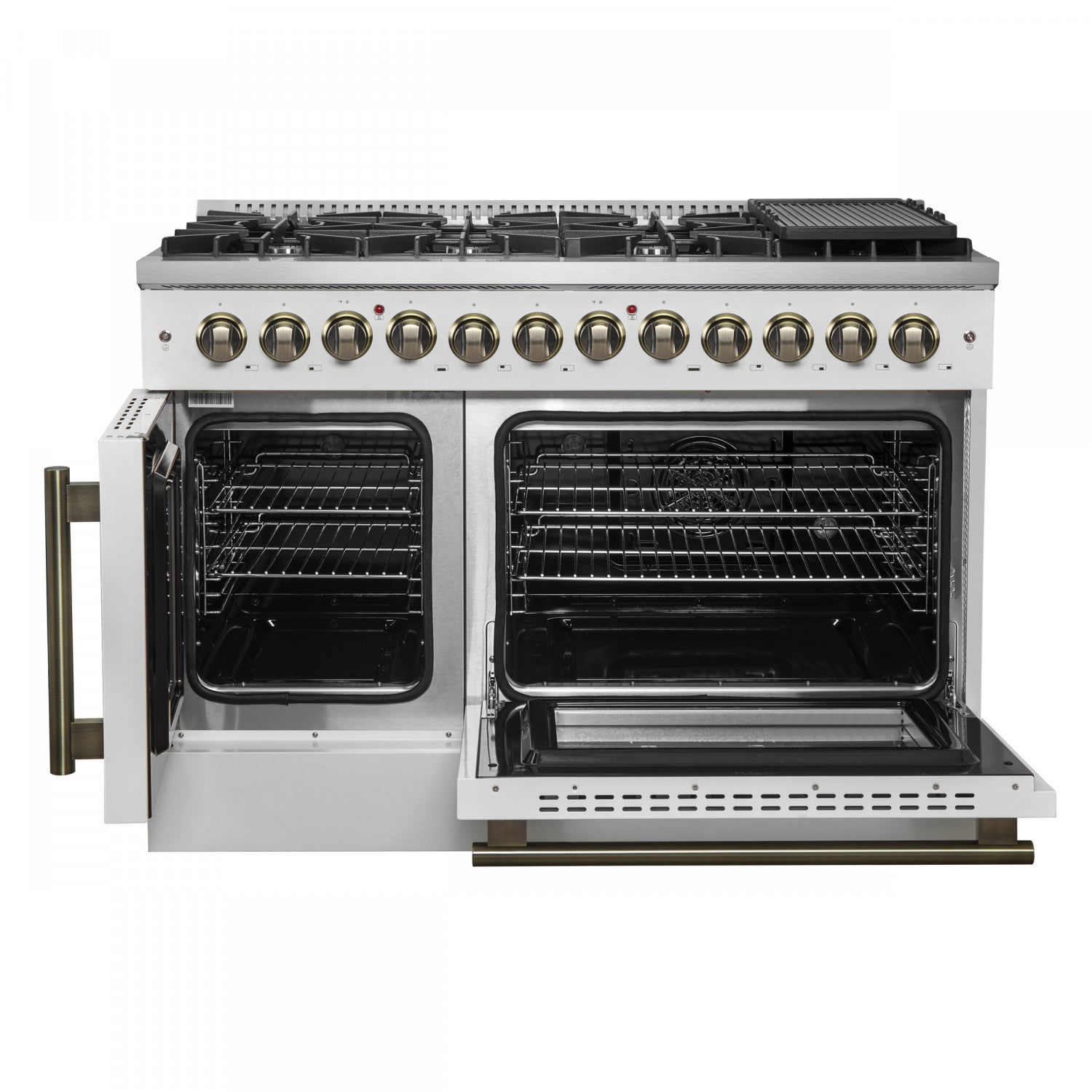 Forno Galiano 48" White Freestanding Dual Fuel Double Oven Range with True Convection (6.58 Cu. Ft.) - FFSGS6356-48WHT