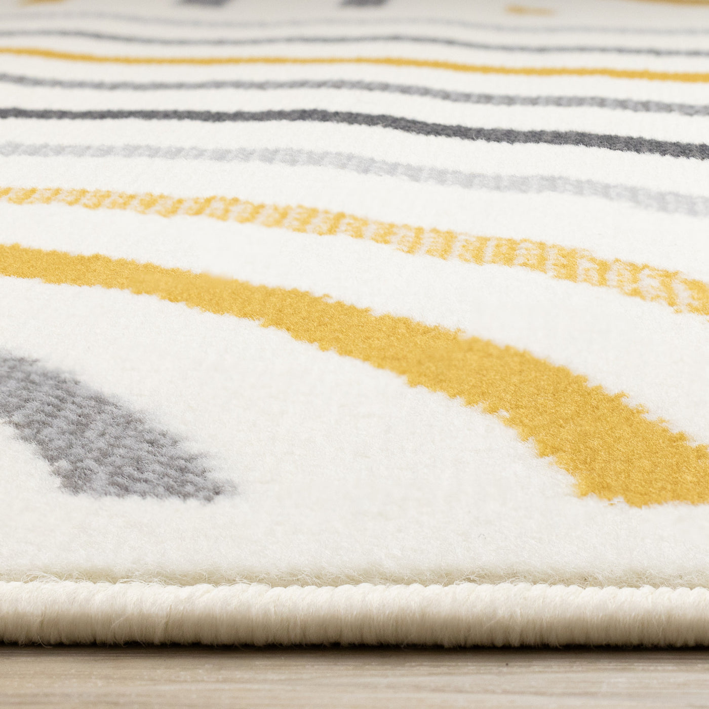 Functional Modern Curves Area Rug - Cream Yellow - 7' X 10'