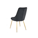 Peacock Velvet Dining Chair - Black/Gold - Set of Two