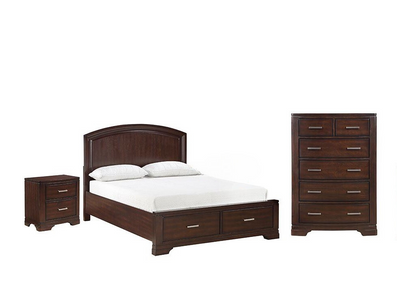 Arista 5-Piece Queen Storage Bedroom Set - Brown Cherry