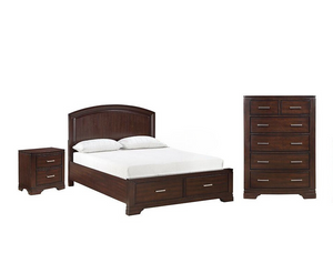 Arista 5-Piece Queen Storage Bedroom Set - Brown Cherry